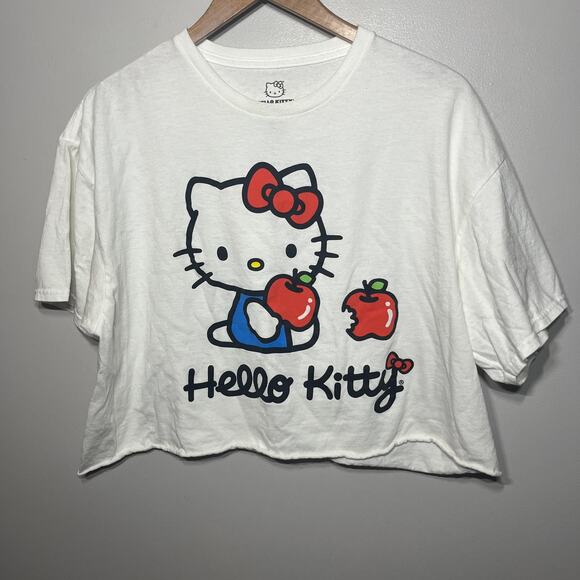 Hello Kitty T Shirt Cropped Cotton Graphic Apple Grunge Kidcore Comfy Casual XL - Picture 1 of 4